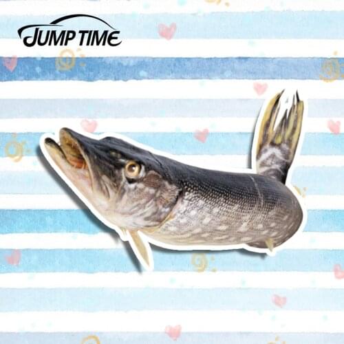 Jump Time 13cm x 9.2cm Car Stickers Snakeheaded Fish Decal Funny Car Styling Sticker Waterproof Auto Motor Decor Dog Graphics