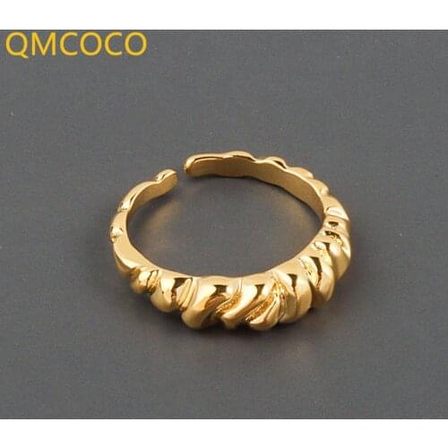 QMCOCO 925 Silver Design Irregular Metal Opening Adjustable Ring Female Korea Simple Elegant Temperament Trend Party Gift