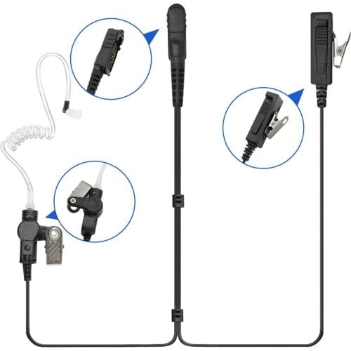 VBLL Walkie Talkie 2-Wire Headset Earpiece Mic For MOTOROLA XPR3500 XPR3300 DP2400 DP2600 Two Way Radio Air Acoustic Tube