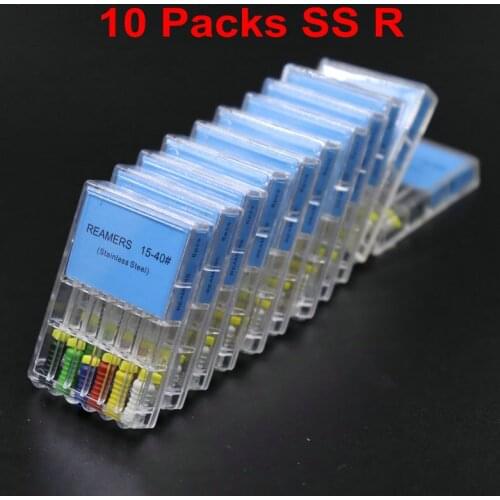 10Pcs Dental SS R Files 15-40# Reamers Stainless Steel Root Canal Instruments 21mm 25mm for Endodontics