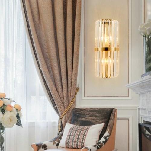 SGROW Creative Crystal Wall Lamps with Iron Base Lights for Bedroom Living Room Study Room Dining Room Lampara Lighting Fixtures