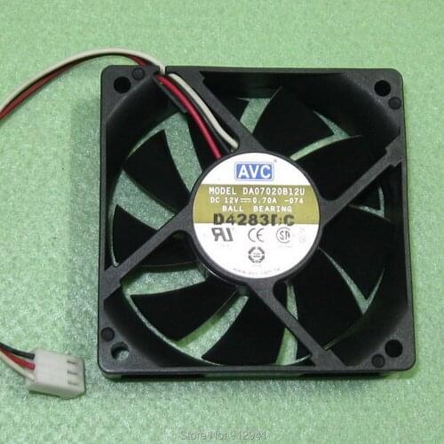 B133 AVC DA07020B12U 7020 70mm x 70mm x 20mm Ball Bearing Cooler Cooling Fan DC 12V 0.70A 3Wire 3Pin Connector