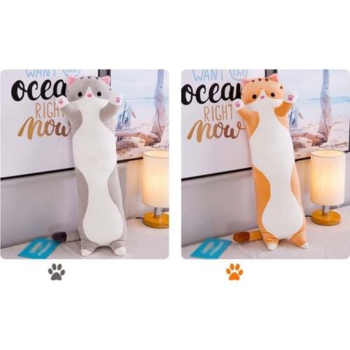 Cute Plush Cat Doll Soft Stuffed Kitten Pillow Children Knee Pillows Sleep Long Plush Toys Gift for Kids Girlfriend