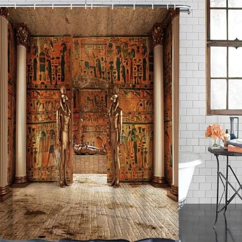 Modern Shower Curtain Tomb Of Pharaoh Egypt Golden Tomb Waterproof Polyester Fabric Home Decoration Bathroom Shower Curtain
