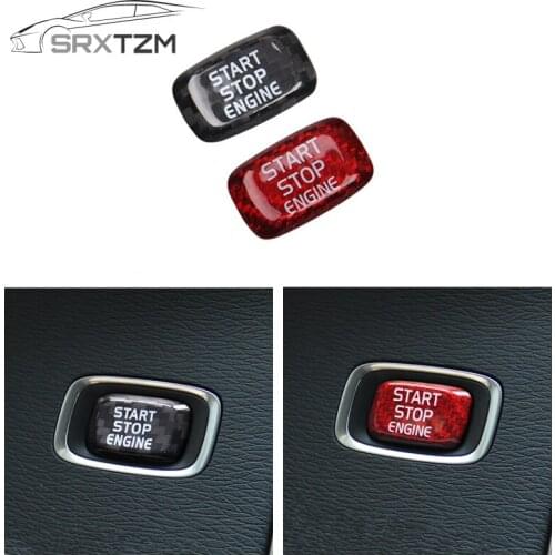 SRXTZM New Carbon Fiber Sticker Car Engine Start Stop Button Decor Cover For Volvo V40 V60 S60 S60L XC60 S80L S80 1pcs Black Red