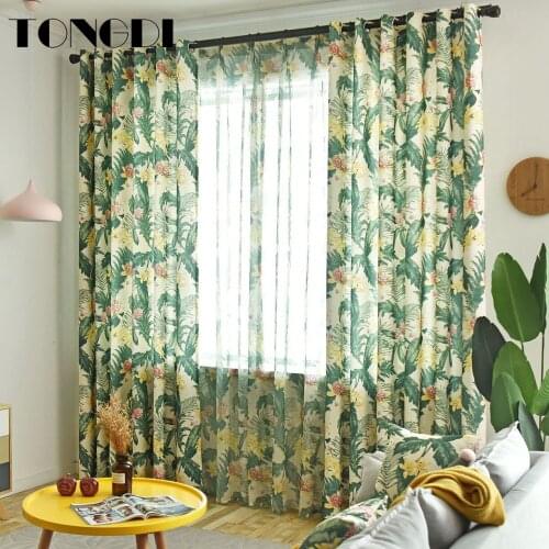 TONGDI Blackout Curtain Pastorl Beatiful Floral Leaves Thickened Elegant Luxury Decor For Home Parlour Room Bedroom Living Room