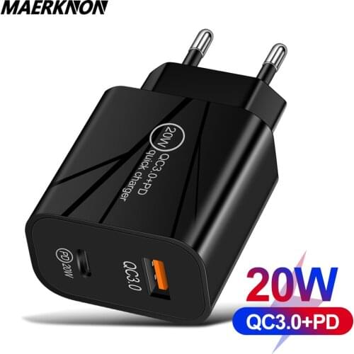 Cargador USB de carga rápida PD 20W, USB-C Universal, Adaptador tipo C para iPhone 12 Pro Max iPAD Xiaomi Samsung PD