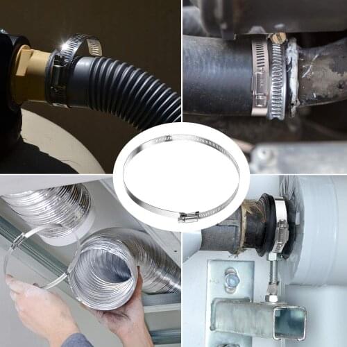 6pcs 6 Inch Stainless Steel Adjustable Drive Hose Clamp Fuel Line Worm Size Clip Hoop Hose Clamp