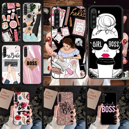 Girl Boss Pink Women Phone case For Xiaomi Redmi Note 7 7A 8 8T 9 9A 9S 10 K30 Pro Ultra black art hoesjes fashion coque soft
