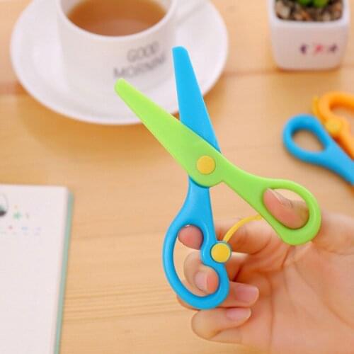 1pc 137mm Mini Round Head Plastic Safety Scissors Children DIY Paper Cutting Tool Kindergarten School Supplies Creative Kid Gift