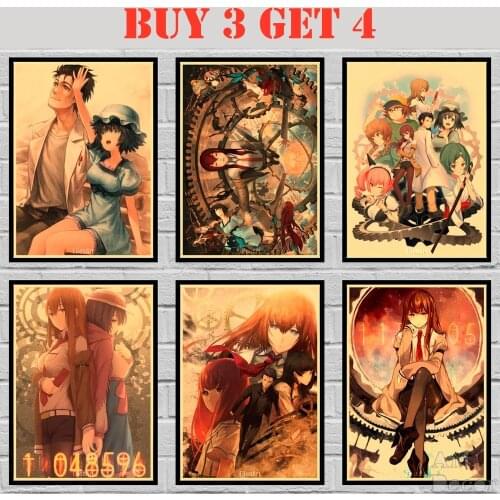 31 Designs Anime Steins Gate Kraft paper Poster HomeDecal Painting Wall Sticker 1 42X30cm