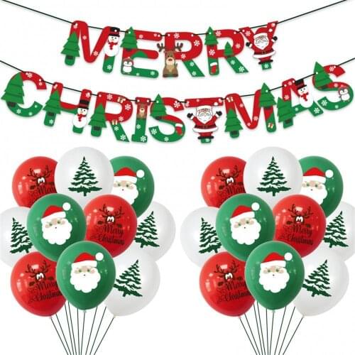 5Pcs Santa Claus Christmas Tree Elk Pattern Balloon Banner xmas theme Latex balloon set Home Party DIY Decorations wholesale
