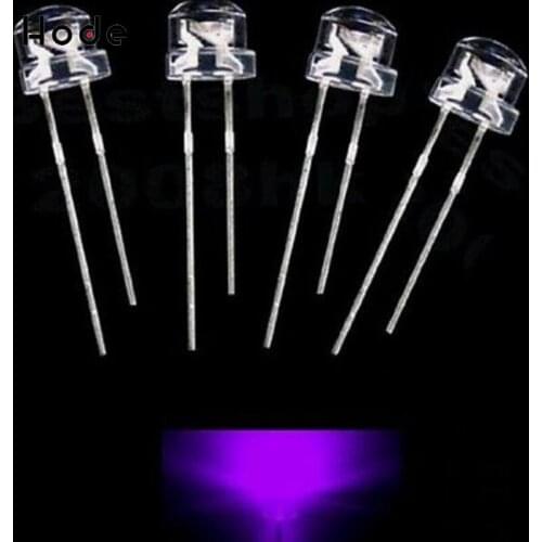 50 Pcs /500 Pcs Cappello di Paglia 5 Mm Led Viola Uv Led Diodo Ad Emissione Luminosa di Elettronica Fai da Te