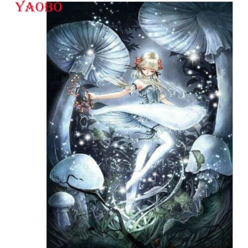 Fantasy Angel Fairy Mushroom 5D Diamond Painting of Cross Stitch Square/Round Full diamond embroidery mosaic Wall Sticker Decor