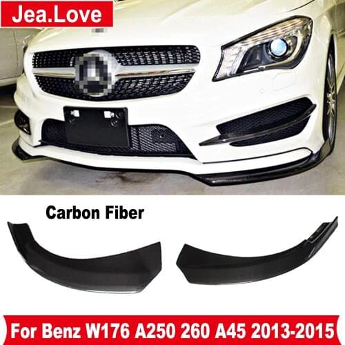 Real Carbon Fiber Side Splitter Aprons Front Lip Bumper Diffuser Aprons For Benz W176 A-Class A250 260 A45 2013-2015 Sports Car