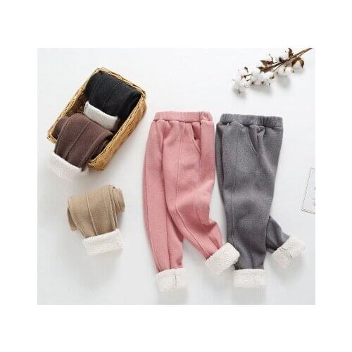 Girl Pants 2019 Autumn Winter New Baby Girl Casual Pants Kids Warm Velvet Thick Trousers Toddler Outwear Winter Leggings Girls