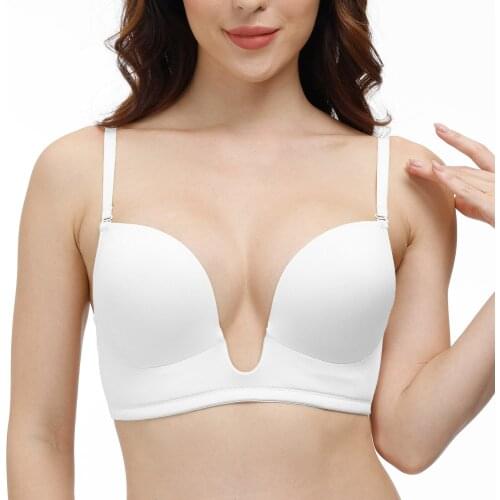 Vgplay Add 2 Cup Push Up Bras for Women Thick Padded Women Bra Deep Plunge U Shape Underwear Backless Convertible Strap Lingerie