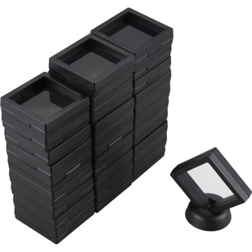 Coin Display Box - Set Of 30 3D Floating Frame Display Holder with Stands for Challenge Coins, AA Medallions, Jewelry, Black