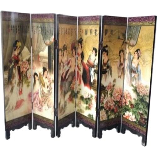 Wood folding byobu screen naked beauties erotic picture chinese antique