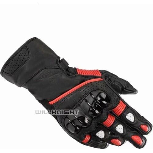 Long Leather Gloves Motocross Downhill Bike Motorbike Scooter Street Moto Riding Black Red White Gloves Mens