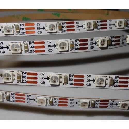 Addressable 2m 60LEDs/m DC5V WS2812B-Mini-3535 led pixel strip,NON-waterproof,with 60pixels/M;WHITE PCB