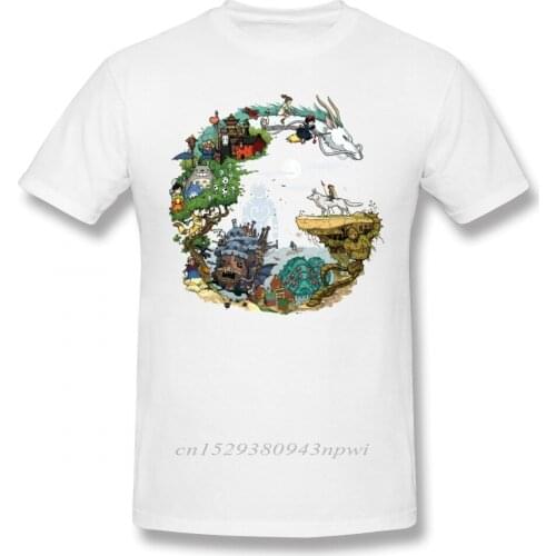 Hayao miyazaki T Shirt hayao miyazaki anime T-Shirt Short-Sleeve 100% Cotton Tee Shirt Funny Streetwear Graphic Tshirt