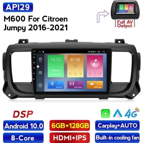 HD 6G+128G 2din Android 10 Car DVD Player for Citroen Jumpy 2016-2021 Radio GPS Navigation WIFI DSP Carplay AUTO