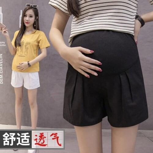 Cotton Linen Shorts For Pregnant Women Summer Maternity Pants High Waisted Abdominal Support Maternity Clothes