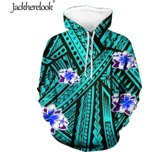 Jackherelook Hawaiian Polynesian Tribal Hibiscus Brand Design Oversize Hoodies Plus Sweatshirts Long Sleeve Thicken Hooded Tops