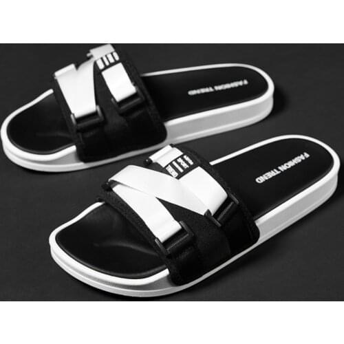 WEH summer slippers men Home Indoor Slides for men Shoes Comfort Flat Sole Non-slip Flip-flops trend Beach Shoes sport slippers