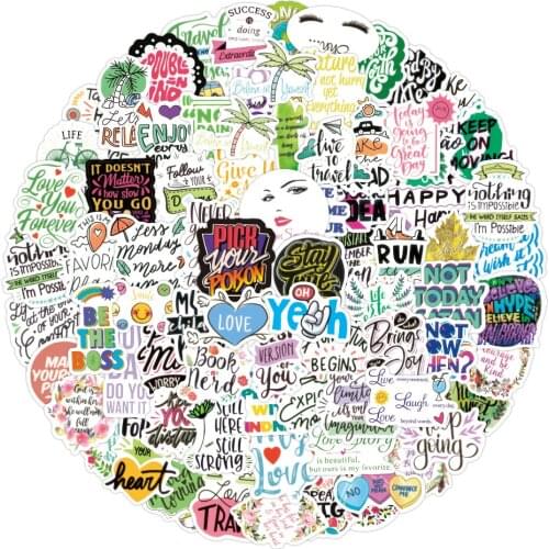 100PCS Motivational Phrases Sticker Inspirational Life Quotes DIY Stationery Laptop Phone Study Room Scrapbooking Graffiti Decal