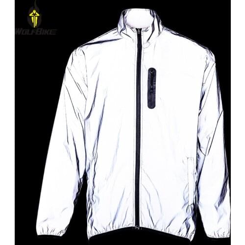 WOSAWE Full Reflective Men Womens Cycling Jackets Waterproof Bicycle Wear for Night Riding Windproof MTB Bike Windbreaker
