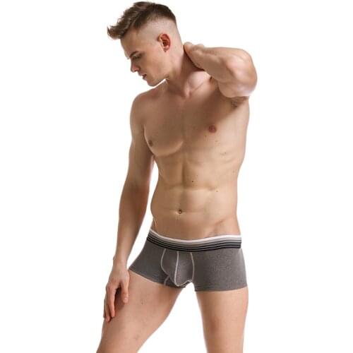 Men Sexy Cotton Boxer Low Rise Underwear Pouch Trunks Comfortable Cueca Shorts Masculina Fashion hombre Solid Soft Underpants