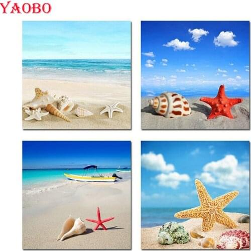 Starfish shell Beach DIY diamond painting full square mosaic diamond embroidery scenery square resin 5D Cross stitch kits decor