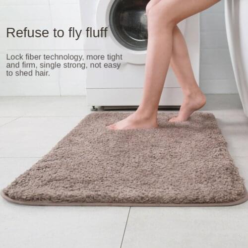 With suctionThicker Shaggy Bathroom Mat Set Absorbent Machine Washable Fit Toilet Bathtub Living Room Door Bathroom Carpet