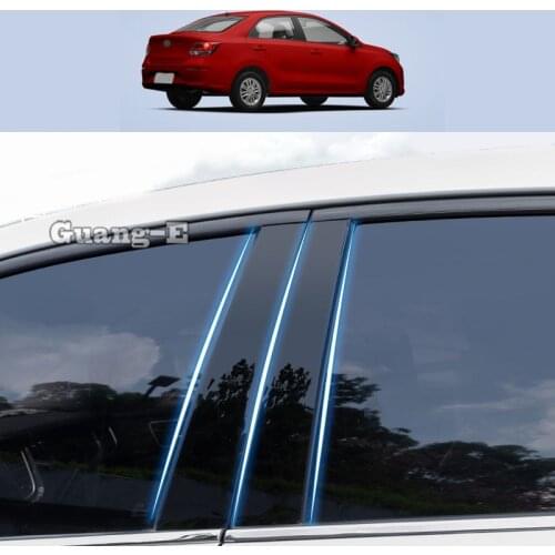 For Kia Pegas Soluto 2017-2022 Car PC Material Pillar Post Cover Door Trim Window Piano Black Molding Sticker Plate 6pcs