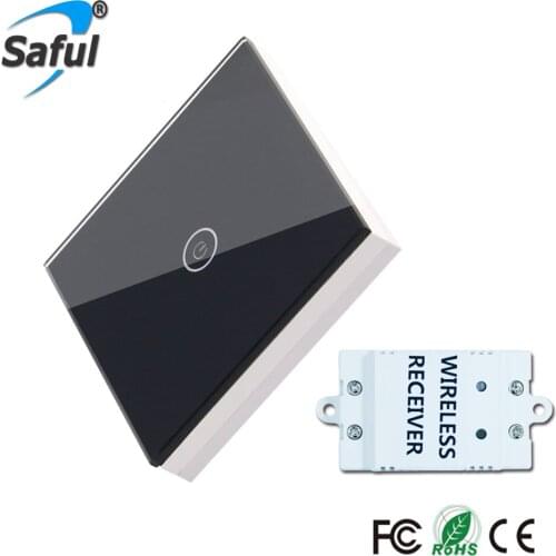 Saful Picture DIY Painting Wall Switch 1 Gang 1 Way Crystal Glass Switch Remote Wireless Touch Switch For Smart Home Light