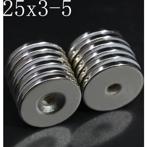 2/5/10/20Pcs 25x3-5 Neodymium Magnet 25mm x 3mm Hole 5mm NdFeB N35 Round Super Powerful Strong Permanent Magnetic imanes Disc