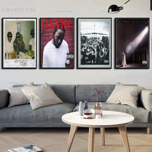 Kendrick Lamar Damn Posters Music Albums Cover Canvas Painting Hip Hop Rap Star Wall Art Pictures for Living Room Fashion Decor