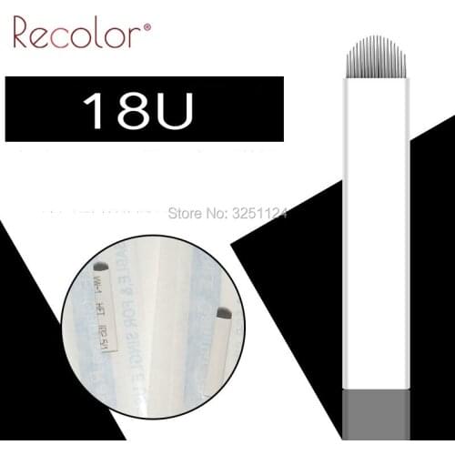 Free shipping 500Pcs 18U Microblading Superior 18 U Shape Blades Tattoo needles For Permanent Makeup Manual Pen Single Packaged