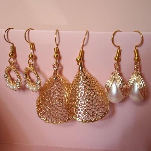 3pairs/lot wedding party gift Fashion drop earrings for women Exquisite rhinestone earings for girls