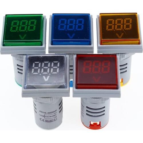 22MM AC 60-500V LED Voltmeter voltage meter indicator pilot light Red Yellow Green white Blue