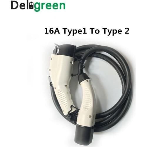 DUOSIDA 16A Type1 to Type 2 IEC62196 J1772 EV Charging plug with 1M TUV/UL cables single phase three phase
