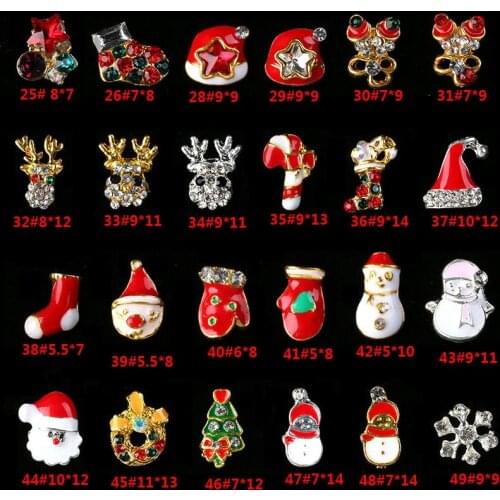 Factory Sales 10pcs Gold Silver Metal Nail Diamond Christmas Nail Art Decorations Charms Nails Glitter Rhinestones Nail Supplies