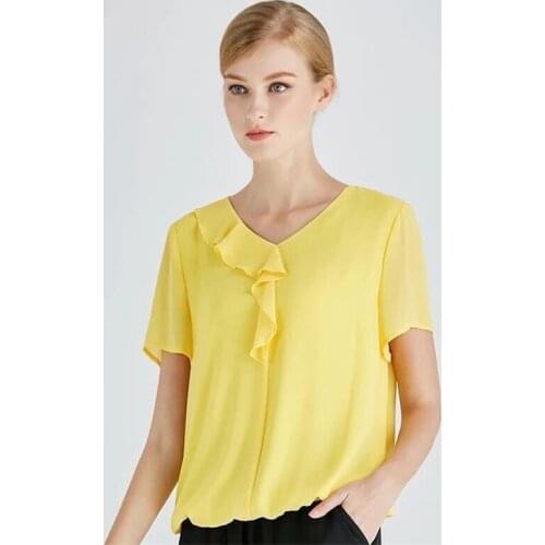 7 Color Plus Size M-7XL White 2020 Women Casual Short Sleeves Chiffon Shirt Tops Work Street Blouses Elegant Ruffles Blusas
