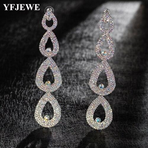 YFJEWE Fashion Independent Design Multi Crystal Drop Dangle Earring For Women Long Water Drop Earrings Bijoux Brinco E526