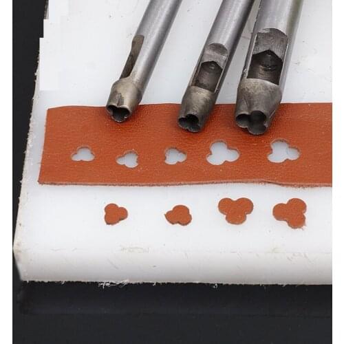 1-5-6Pcs Leathercraft Drilling Craft 45Steel 2019NEW Three-ring Flower Shape Belt Punching Tool Hollow Plastic Wood Leather Hole