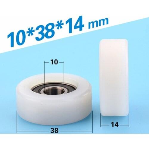 [F1038-14] 10PCS flat type 6000RS ball bearing inner 10mm pom plastic sliding door window guide cabinet pulley 10*38*14mm 1038K