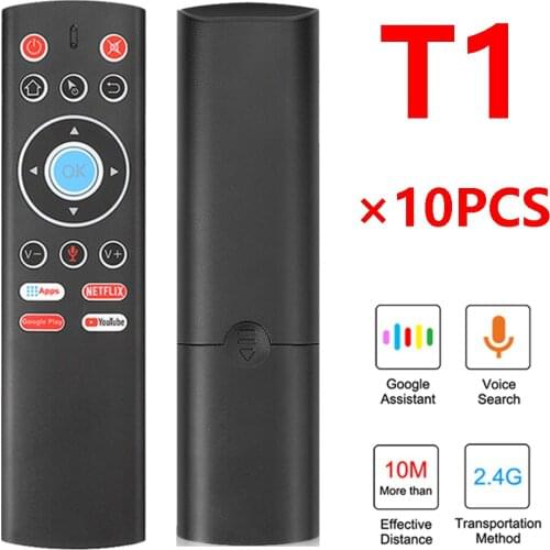 [10PCS] T1 Air Mouse Voice Remote Control Gyroscope Google Voice Search G10 Android TV BOX H96max Netflix Youtube 2.4G Wireless