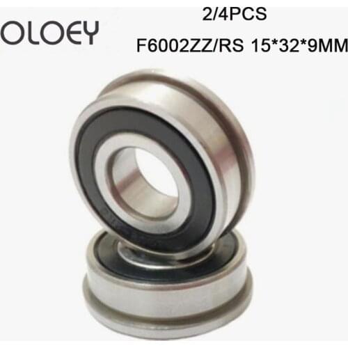 2/4pcs Excellent F6002RS ZZ Flange Bearing 15x32x9 mm ABEC-1 ( 4 PCS ) Flanged F6002 RS 2RS 6002RS Ball Bearings High Quality